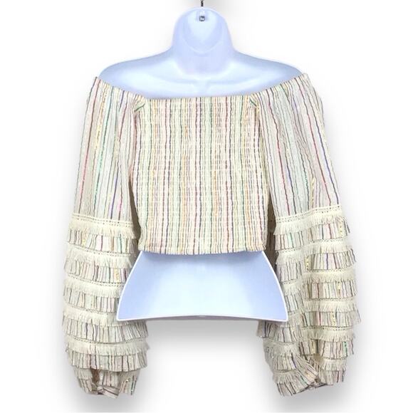 MISA LOS ANGELES Puff Sleeve Smocked Crop Top size XS - Picture 2 of 7